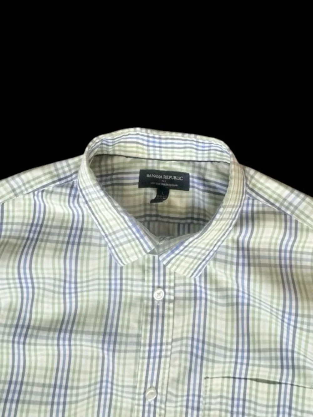 BANANA REPUBLIC PLAID no iron Tailored SLIM DRESS SHIRT men’s size Large